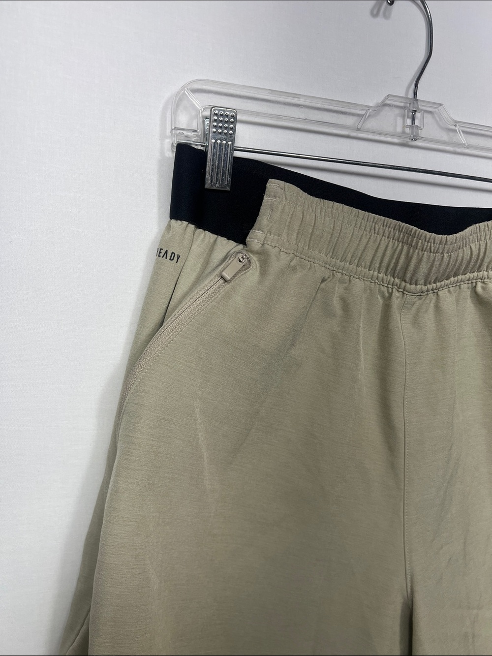 adidas Men’s Beige Athletic Shorts with Black Waistband - Picture 5 of 8